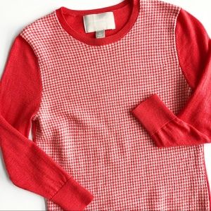 Banana Republic Merino Sweater Coral Houndstooth